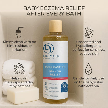 DR.JACOBS NATURALS Pure Castile Baby Wash – Gentle, Fragrance-Free for Sensitive Skin (16 oz)