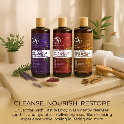 Dr. Jacobs Naturals Pure Castile Soap Liquid Body Wash Sandalwood – Plant-Based with Aloe Vera & Vitamin E, 16 oz