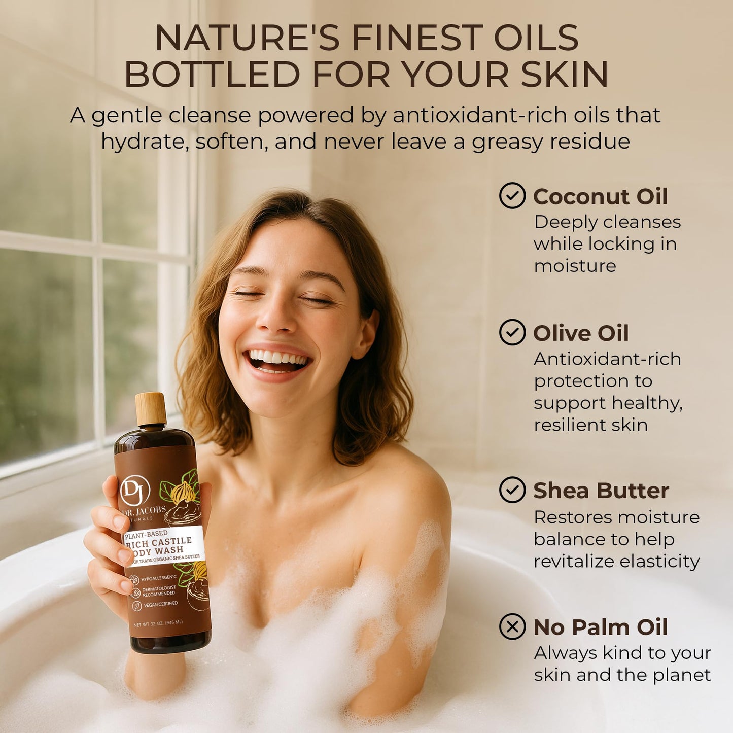 Dr. Jacobs Naturals Pure Castile Soap Body Wash – Shea Butter, Aloe Vera & Vitamin E – 32 oz (Pack of 3) – Made in USA