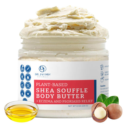 Dr. Jacobs Naturals Shea Soufflé Body Butter – Unscented, Lightweight Hydration