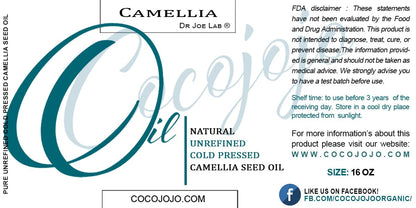 Dr Joe Lab Japanese Camellia Seed Oil — Pure, Cold-Pressed, Non-GMO 16 oz