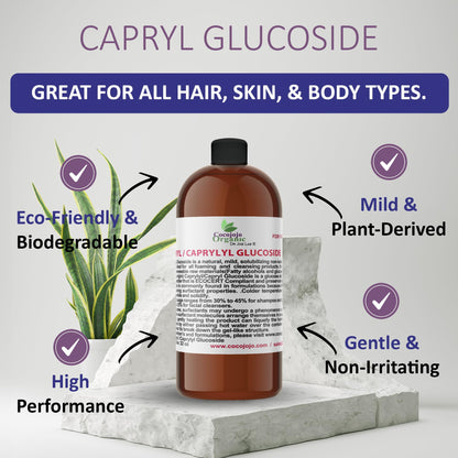Dr Joe Lab Capryl Glucoside Liquid Surfactant – Plant-Derived Foaming Surfactant for DIY Skincare (32 oz) | COCOJOJO