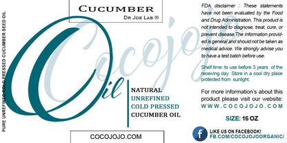 Dr Joe Lab Cucumber Seed Oil – Pure Cold-Pressed Virgin Carrier Oil, 16 oz