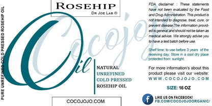 Dr Joe Lab Rosehip Oil for Face – Pure Cold-Pressed Rosehip Oil, 16 oz