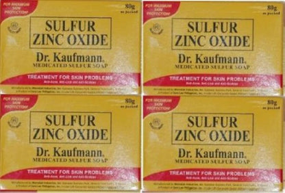 Lot of 4 Dr. Kauffman Medicated Sulfur Soap | 4 Bars of Sulfur Zinc Oxide Soap