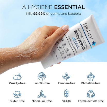 DR. LIFT Antibacterial Body Scrub | Botanical Exfoliating Formula with Lavender & Vitamin E (6 oz)