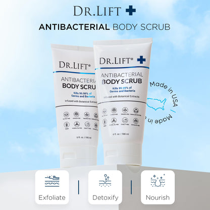 DR. LIFT Antibacterial Body Scrub | Botanical Exfoliating Formula with Lavender & Vitamin E (6 oz)