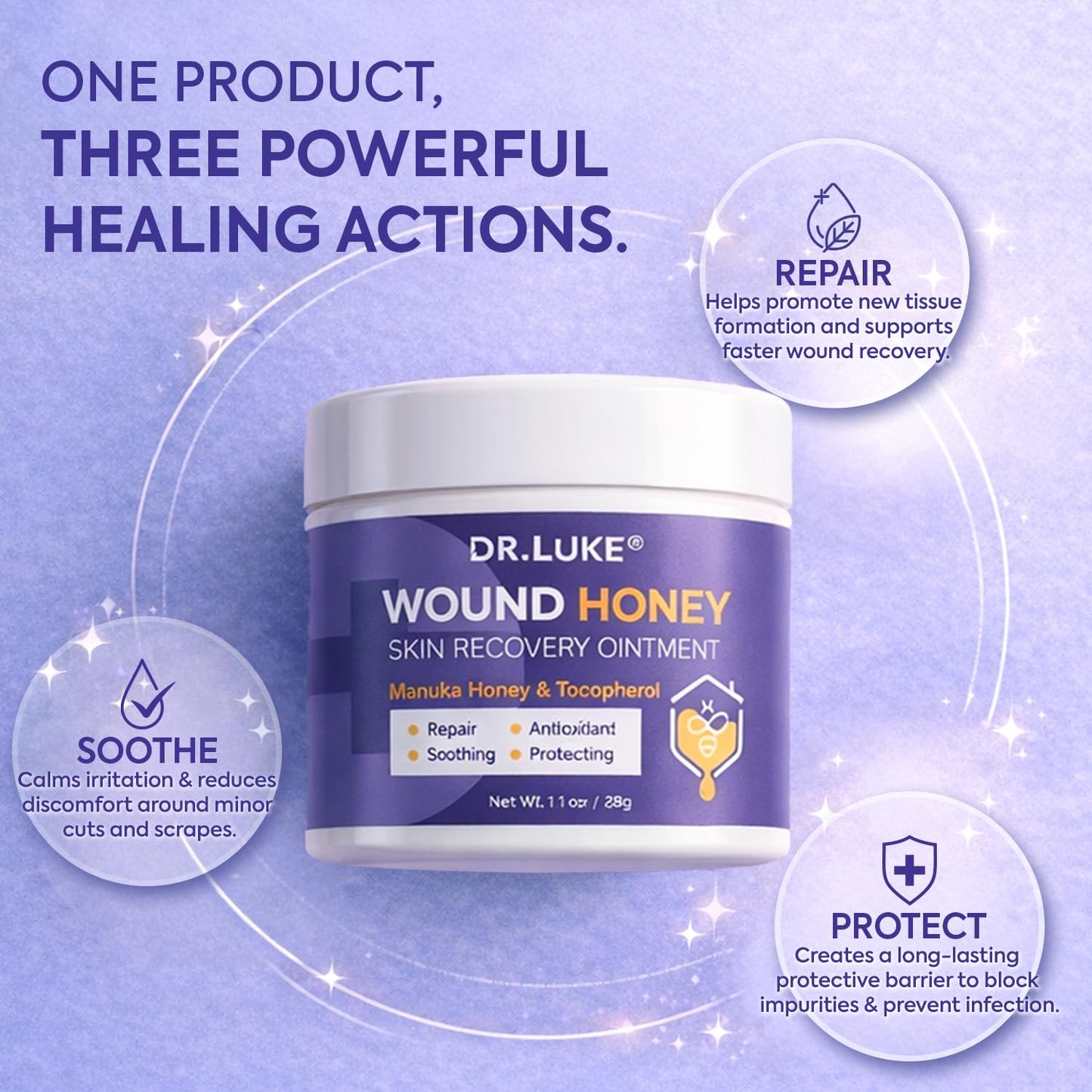 Dr. Luke Manuka Honey Wound Gel – Medihoney Wound Care for Minor Wounds, Allantoin 0.5% & Vitamin E, 2.82 oz