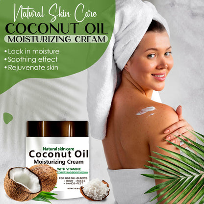 DR MEINAIER 3-Pack Coconut Oil Moisturizing Cream – Lightweight, Fast-Absorbing Lotion for Face, Body & Hands