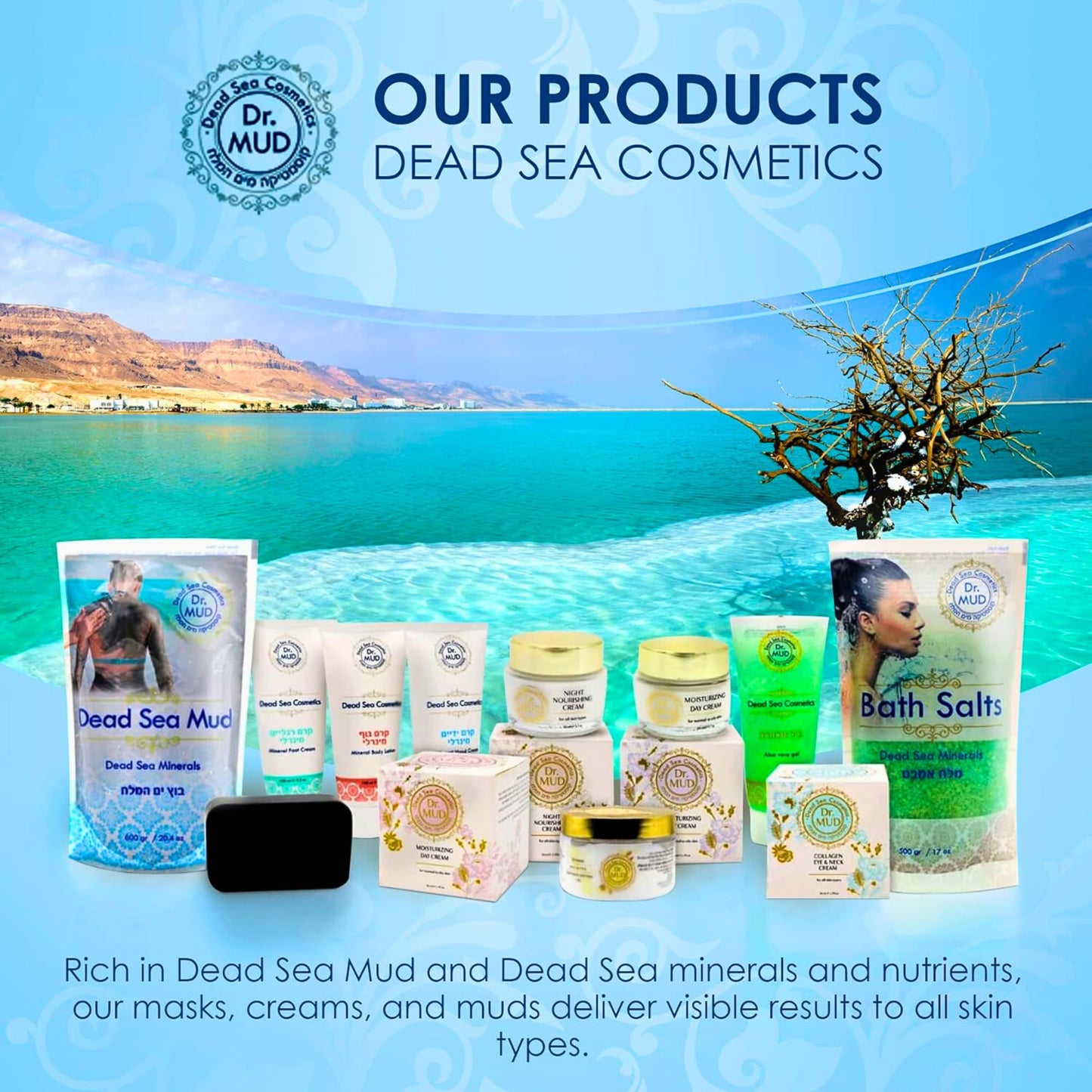 DR.MUD Dead Sea Salt Bath Soak with Rose – 42.3 oz Mineral-Rich Bath Salt