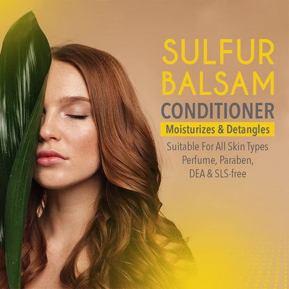 Dr. Robaina Sulfur Balsam Conditioner – Hydrating Detangler for Sensitive Scalp, Tea Tree & Shea Butter – 8 oz, USA Made
