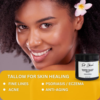 Whipped Beef Tallow & Manuka Honey Balm – Organic Lip & Skin Care (Orange, 4oz) | Dr Skin BEAUTY