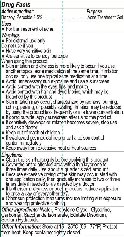 Dr Song 2.5% Benzoyl Peroxide Acne Gel Treatment Lotion - 8 oz