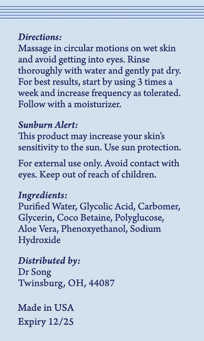 Dr Song Glycolic Acid Face Wash – 10% Glycolic Exfoliating Cleanser for Clearer, Balanced Skin