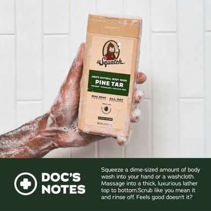 Dr. Squatch Pine Tar Body Wash & Deodorant Gift Set – 8 oz Wash + 2x 2.56 oz Deodorant (Aluminum-Free)