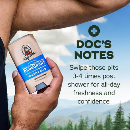 Dr. Squatch Invisible Glide Deodorant for Men – 2-Pack, Aluminum-Free, No Stains, Fresh Falls & Coconut Castaway