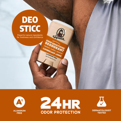 Dr. Squatch Natural Men’s Deodorant – Aluminum-Free, Charcoal & Postbiotics, Up to 72-Hour Odor Protection – Fresh Falls, 2.65 oz