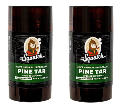 Dr. Squatch Pine Tar Natural Deodorant for Men – Aluminum-Free 2-Pack (2.65 oz Each)