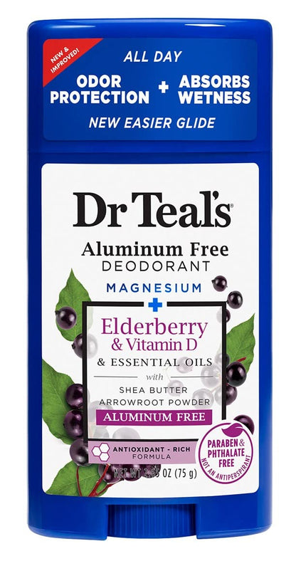 Dr Teal's Deodorant Elderberry & Vitamin D2 – Aluminum-Free, 2.65 oz