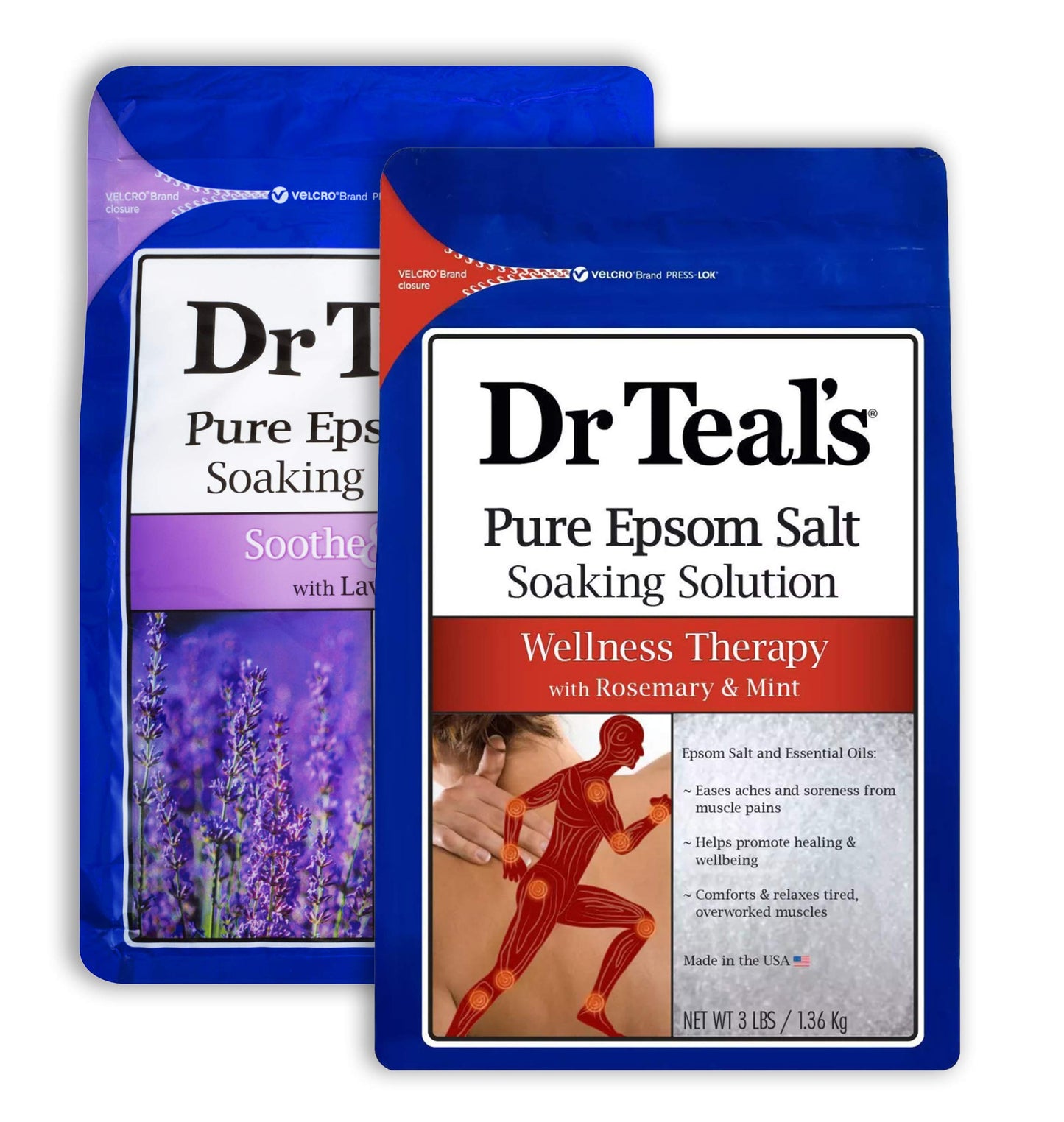 Dr Teal's Epsom Salt Bath Combo Pack (6 lbs) – Lavender & Wellness Therapy with Rosemary & Mint