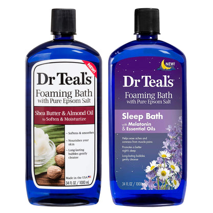 Dr Teal's Foaming Bath Gift Set – Shea Butter & Almond Oil + Melatonin Sleep Bath (2x34 oz)