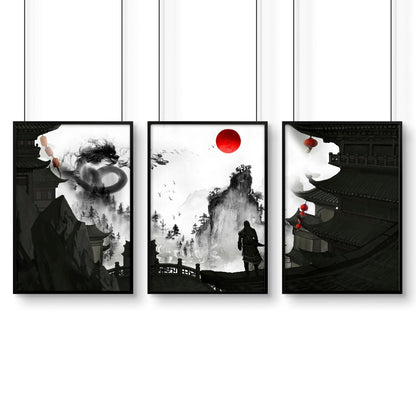 Wall art dragon | set of 3 wall art prints