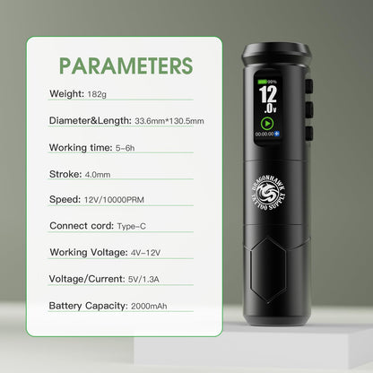 Dragonhawk A1 Pro Tattoo Kit – Cordless Pro Pen, 2000mAh, Beginner Friendly