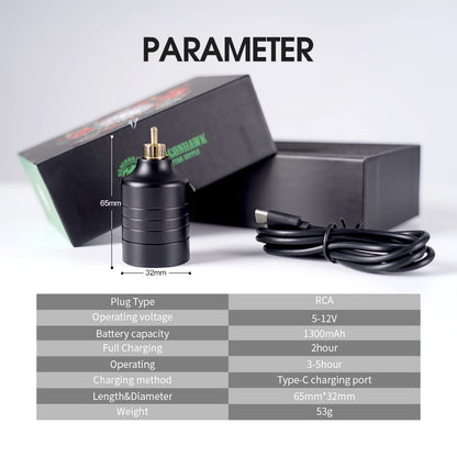 Dragonhawk Atom Wireless Tattoo Pen Kit – Complete Beginner Kit with 20 Cartridges & Battery Power