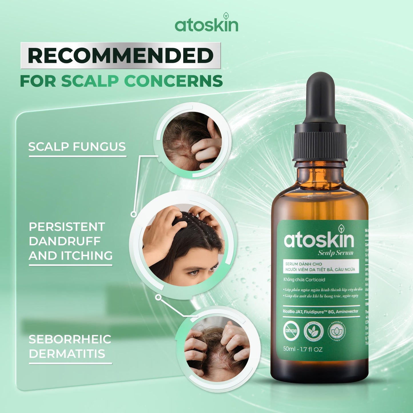 dr.atoskin Scalp Serum (3 Pack) for Seborrheic Dermatitis – Botanical Extracts, Zinc PCA & Aquaxyl