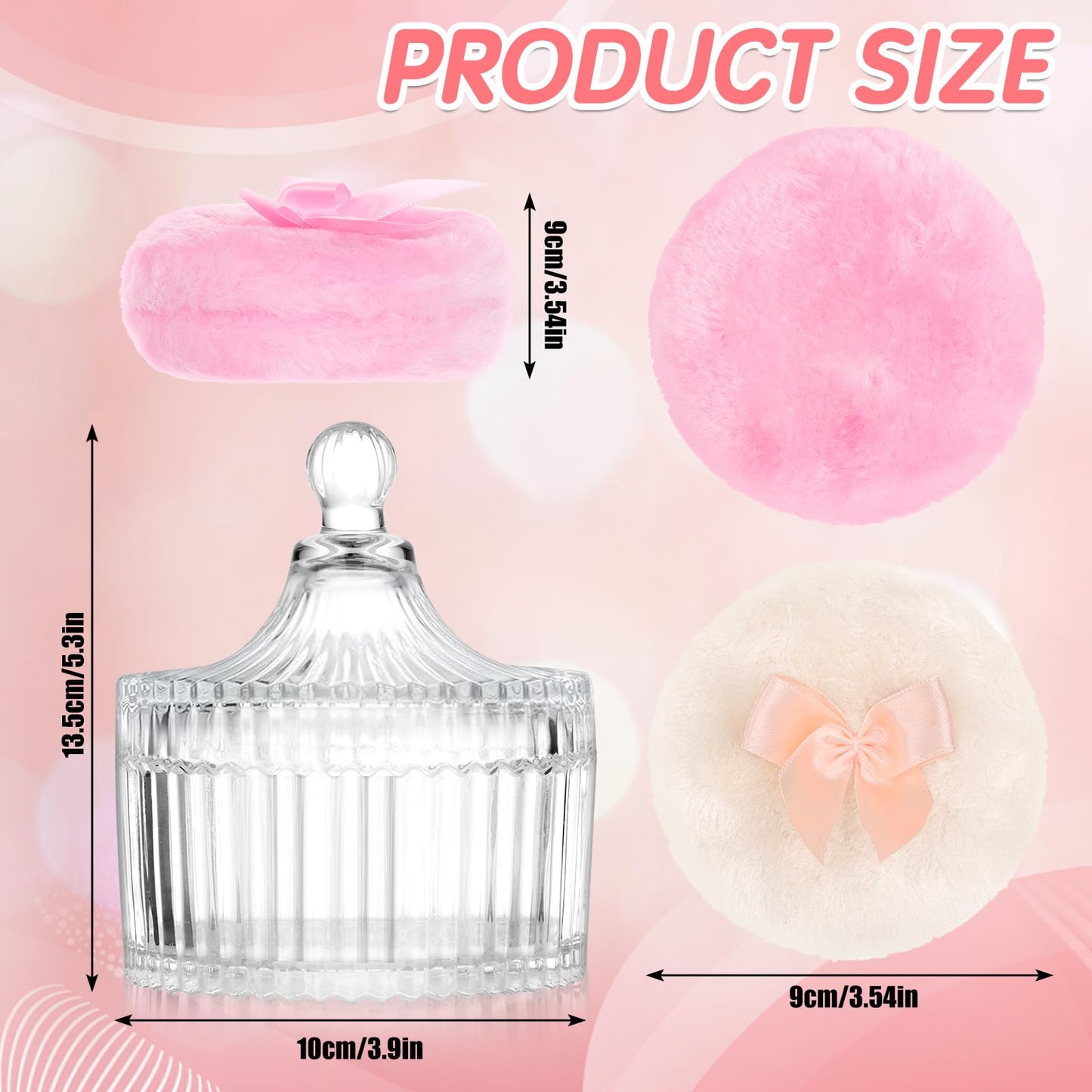 Draupnir Body Powder Puff & Container – 2 Puffs + Glass Powder Container