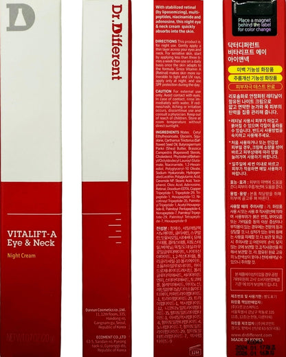 Dr.Different VITALIFT-A Eye & Neck Retinal 0.025% – Anti-Aging Eye Cream (0.7 oz)