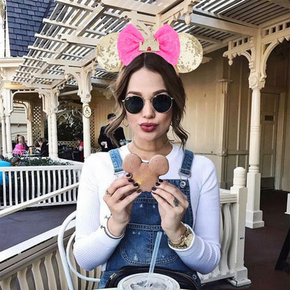 DRESHOW Minnie Ears Headband with Sequin Bow – Elastic Adjustable Party Cosplay Accessory