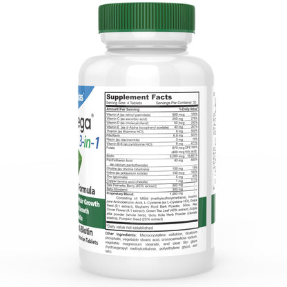 DrFormulas HairOmega 3-in-1 Hair Growth Vitamins with DHT Blocker | Biotin for Hair, Skin & Nails (120 Pills)