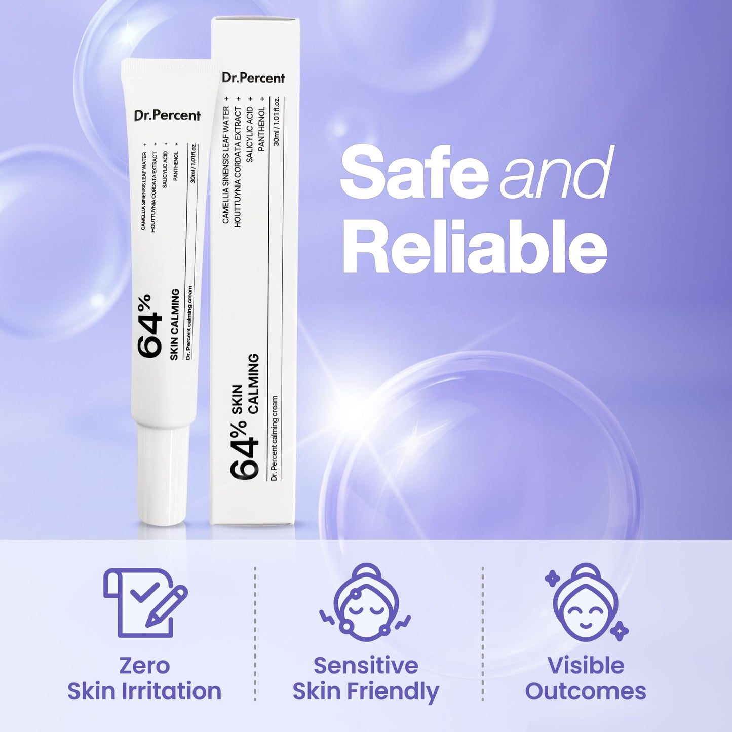 dr.percent Calming 64% Cream – Instant Soothing, Redness Relief, Hydration (30ml)