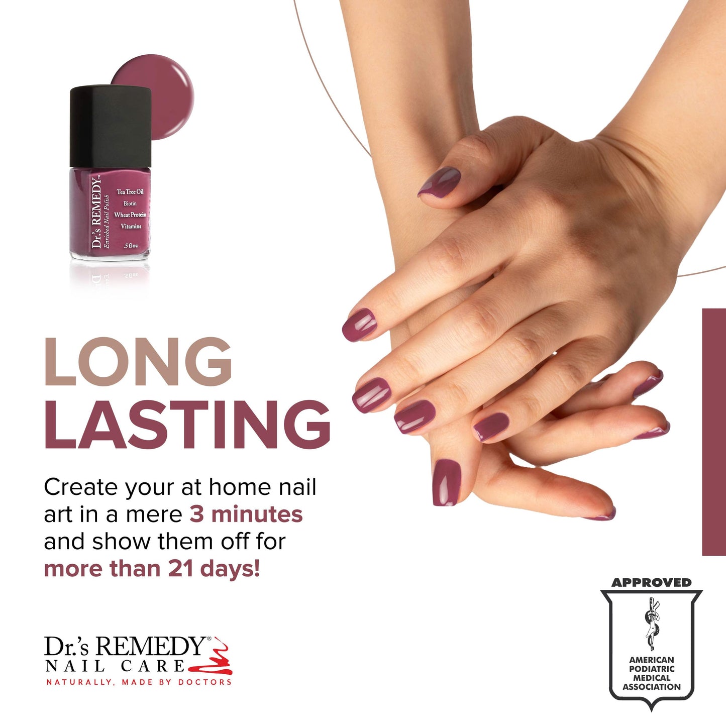 Dr.’s Remedy Enriched Nail Polish – BRAVE Berry | Non-Toxic, 24-Free, Doctor-Formulated