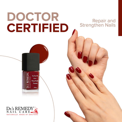 Dr.'s Remedy Enriched Nail Polish – Non-Toxic, 24-Free, Doctor-Formulated (Remedy Red)
