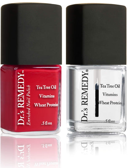 Dr.'s Remedy Enriched Nail Polish Clarity Coral with Base Coat | Quick-Dry, Long-Wear