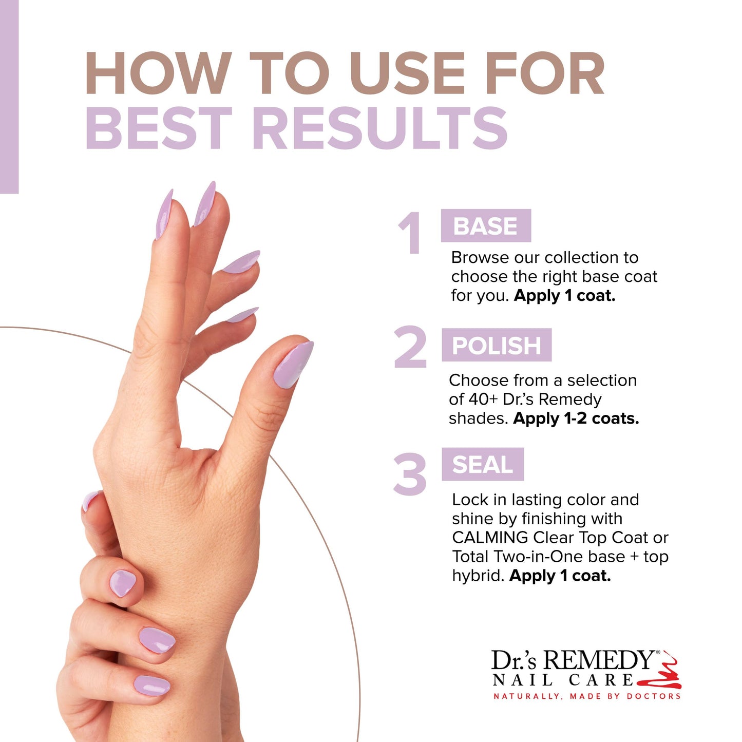 Dr.'s Remedy Enriched Nail Polish Lilac – Doctor-Formulated, 24-Free, Non-Toxic