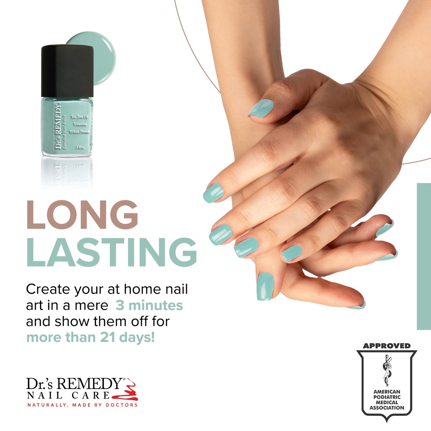 Dr.'s Remedy Enriched Nail Polish – 24-Free, Non-Toxic, Organic Turquoise