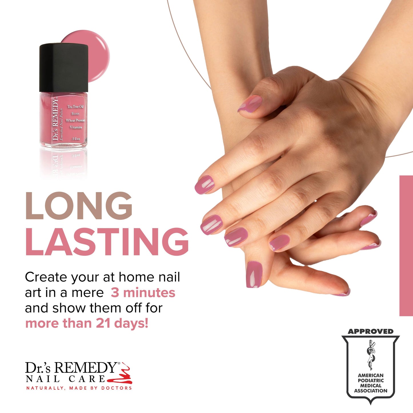 Dr.'s Remedy Enriched Nail Polish Serene Salmon – Non-Toxic, All-Natural, 24-Free