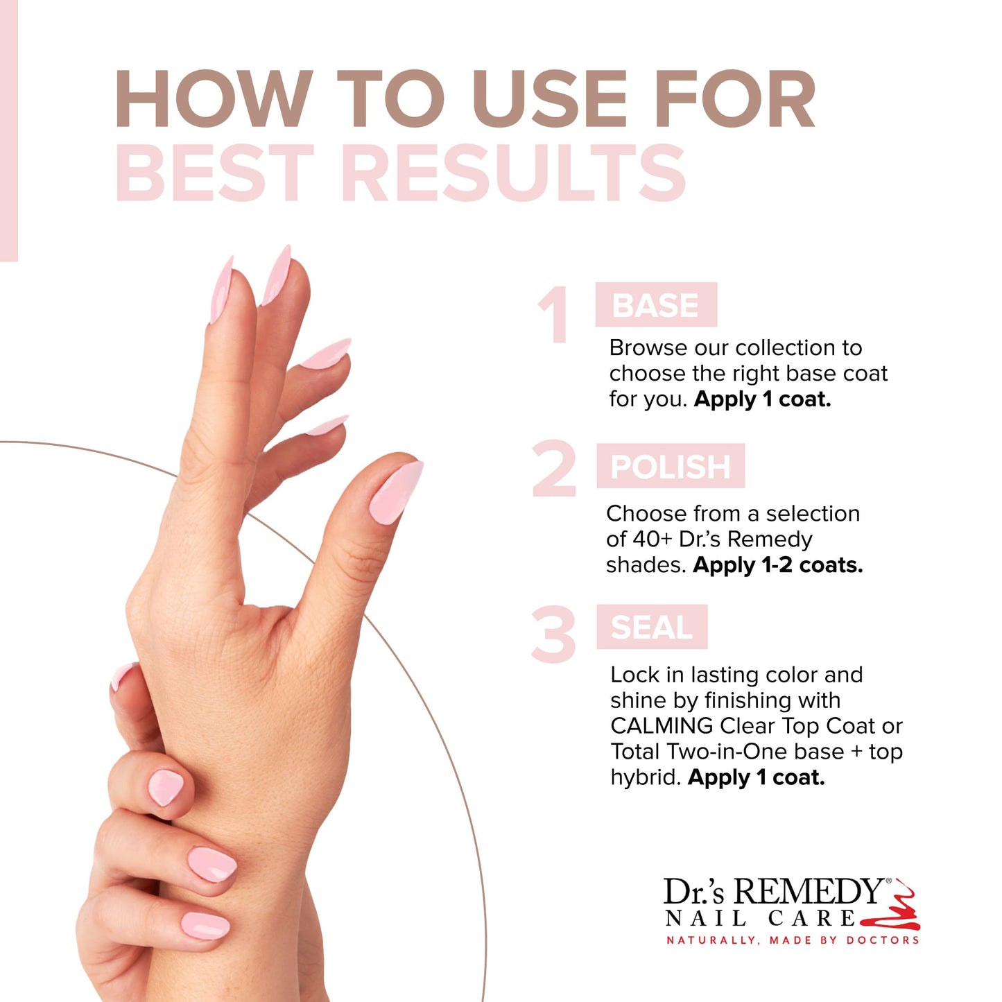 Dr.'s Remedy Enriched Nail Polish - Non-Toxic, All-Natural, Doctor Formulated - Petal Pink