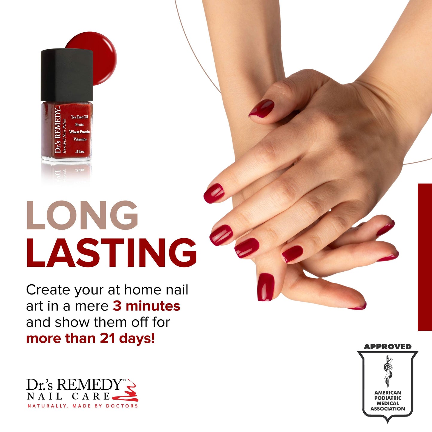 Dr.’s Remedy Enriched Nail Polish – 24-Free, Doctor-Formulated RESCUE Red