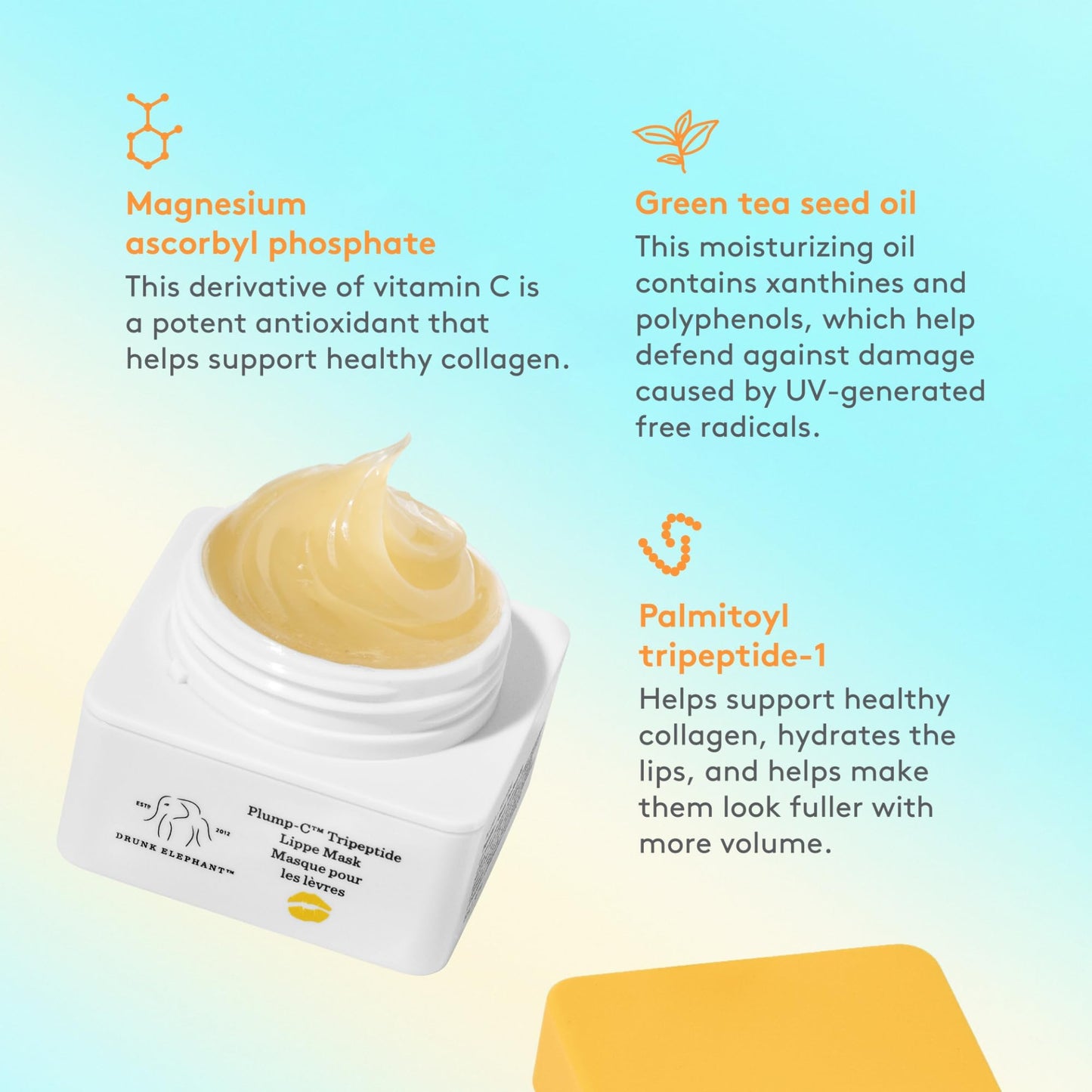 Drunk Elephant Plump-C Tripeptide Lippe Mask – Hydrating Lip Care (20 g/0.7 oz)