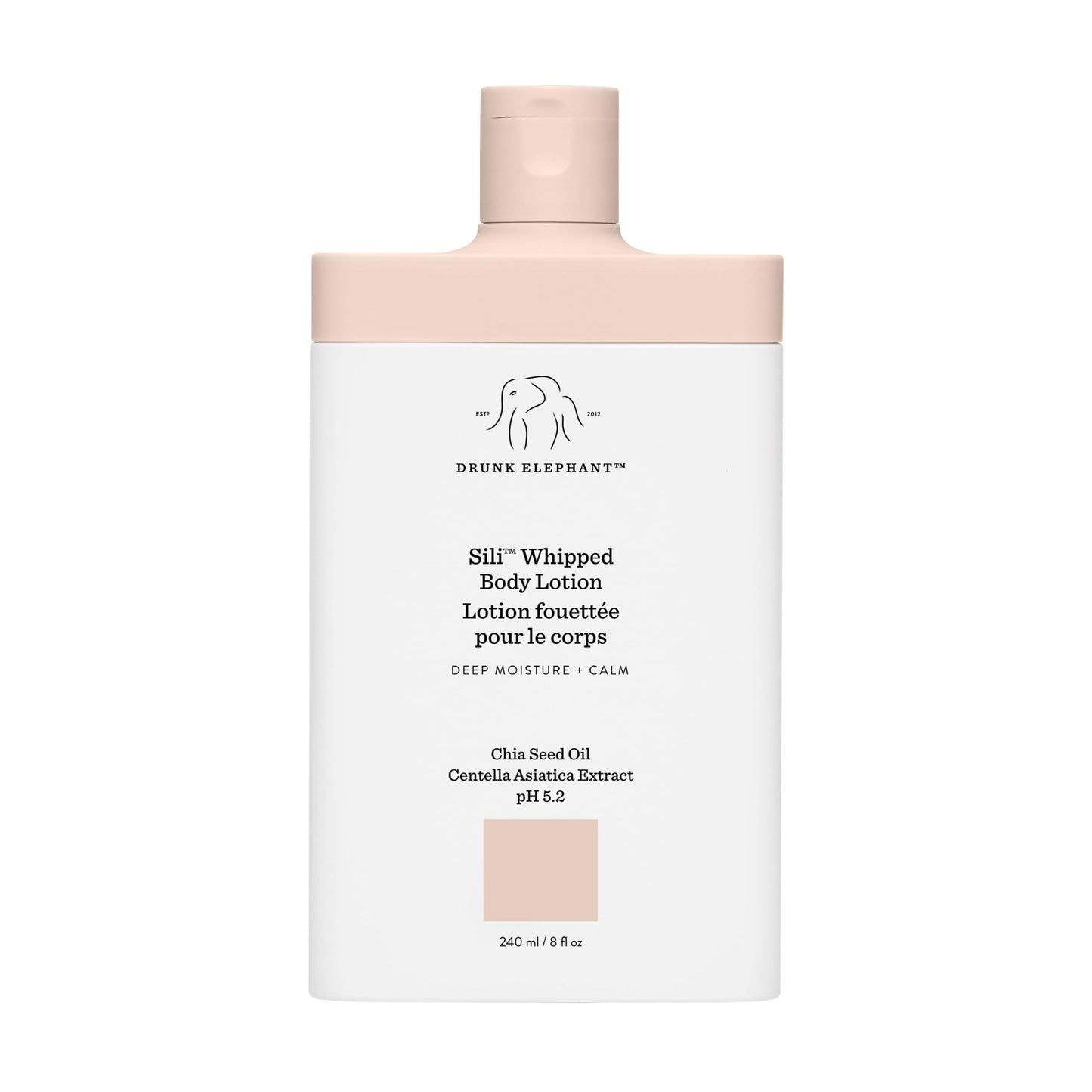 Drunk Elephant Sili Whipped Body Lotion — 240 ml / 8 oz, Rich Daily Moisturizer, Fragrance-Free
