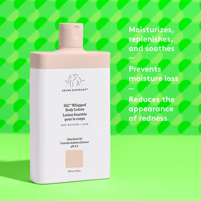 Drunk Elephant Sili Whipped Body Lotion — 240 ml / 8 oz, Rich Daily Moisturizer, Fragrance-Free