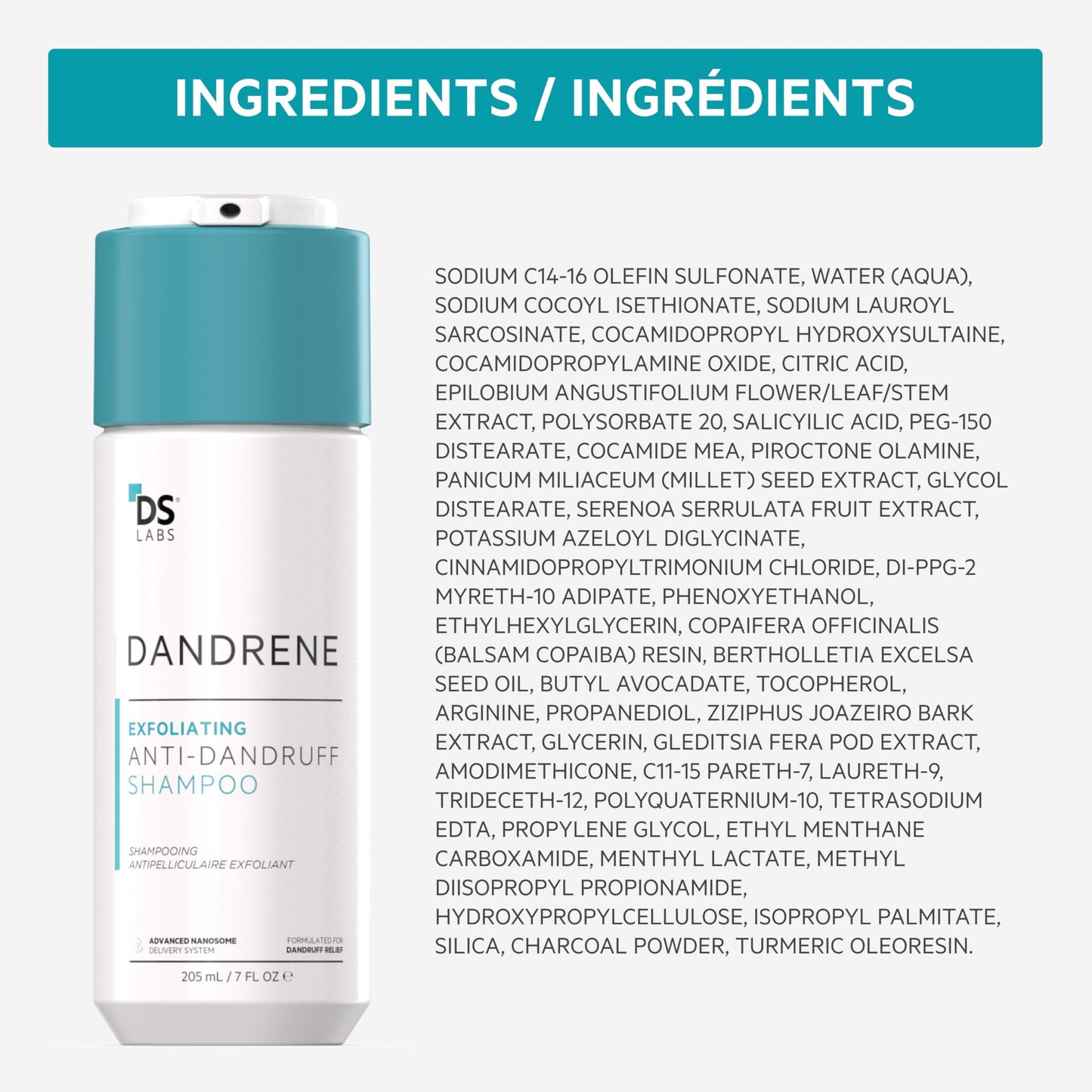 DS Labs Dandrene Dandruff Shampoo 2 Pack | Exfoliating, Color Safe, Sulfate Free (205 mL)