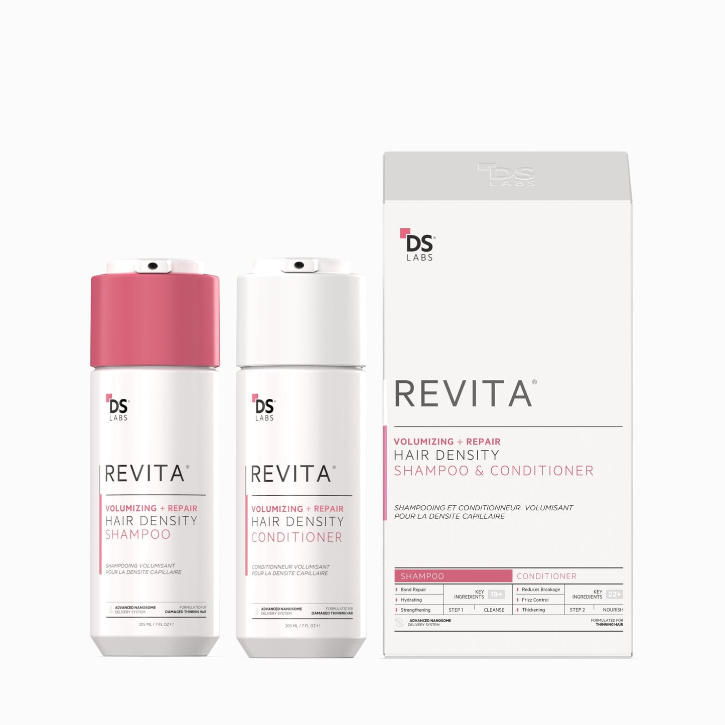 DS Labs Revita Volumizing Shampoo & Conditioner Set for Women – Weightless Root Lift, Color-Safe, Sulfate-Free (2 x 205 mL)