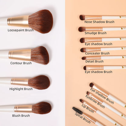 DUcare 14-Piece Makeup Brush Set with Travel Bag — Premium Synthetic Brushes for Face and Eyes