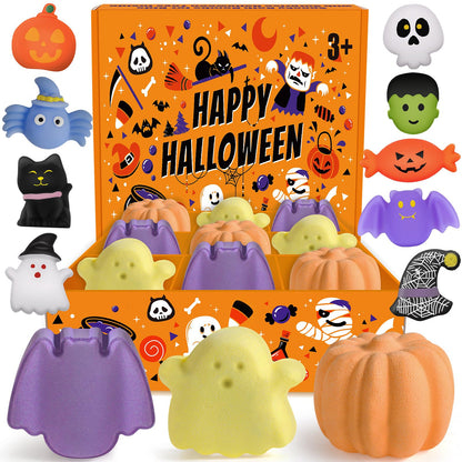 Duchong 9-Pack Halloween Bath Bombs for Kids – Surprise Toy Inside, Treat Bags Gift