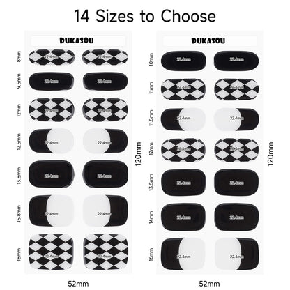 DUKASOU Checkerboard Gel Nail Strips – 28 Pcs, Salon-Quality at-Home Manicure